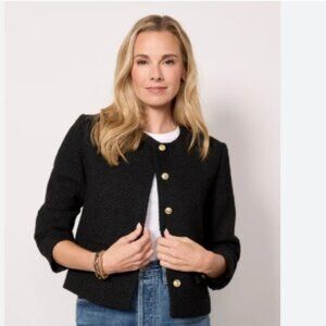 Evereve Black Ellie Tweed Jacket w/ Gold Buttons • Size Large - NEW WITH TAGS